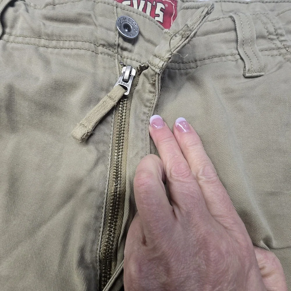 Vintage 2009 Levi's Original Cargo Shorts Mens 34 Beige Khaki 100% Cotton WPL423